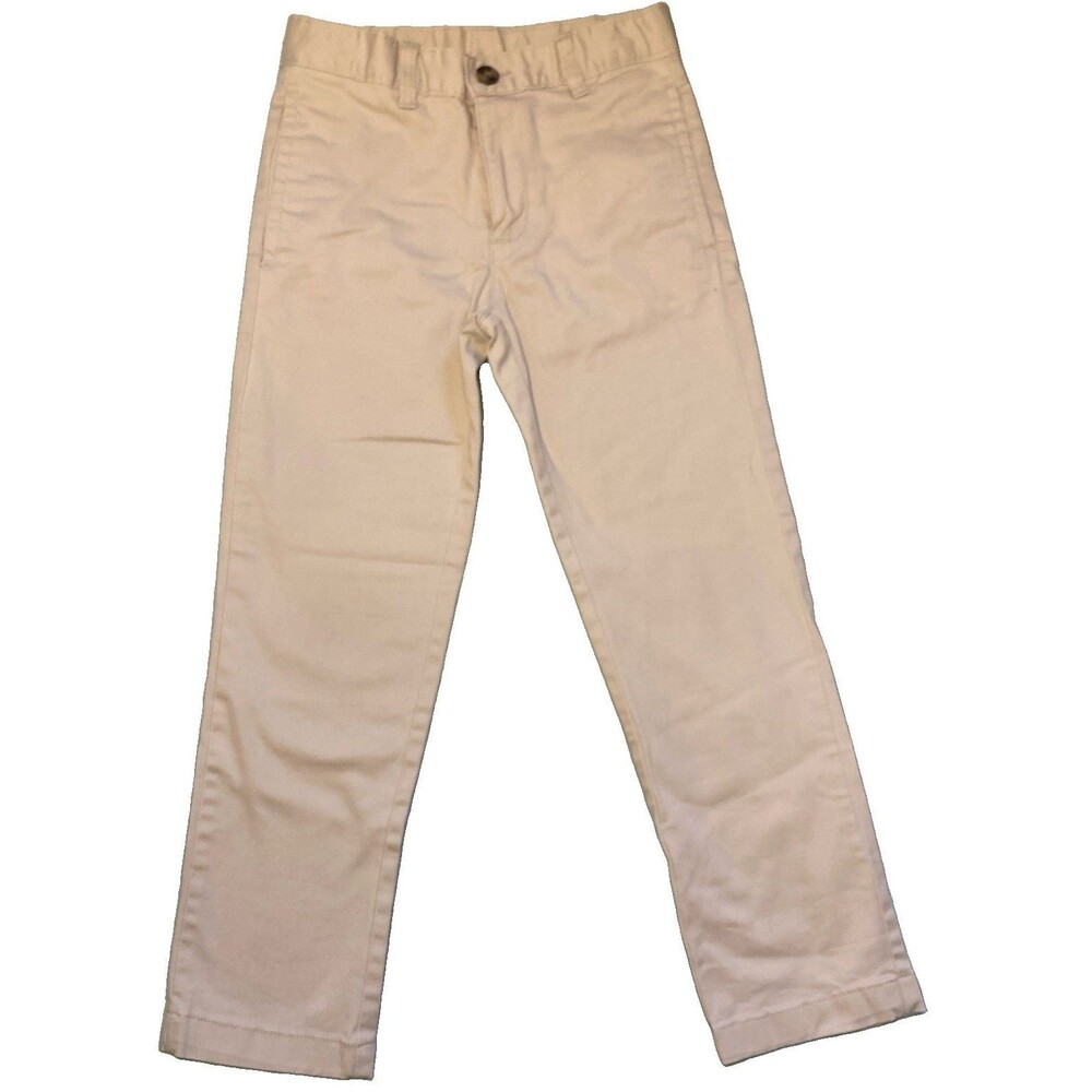 Girls 8 Uniform Tan Pants Flat Front Wonder Nation Zipper Button Adjustable EUC